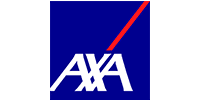 Logo AXA Assurance et Gestion d'Actifs International Logo AXA blanc sur fond carré bleu foncé avec une barre diagonale rouge dynamique.