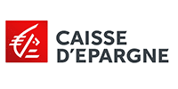 Logo Caisse d'Épargne : Identité visuelle officielle Logo Caisse d'Épargne avec l'écureuil blanc sur fond rouge et le texte CAISSE D'EPARGNE en capitales.