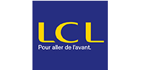 Logo LCL Banque : Identité Visuelle et Slogan Officiel Logo LCL jaune sur carré bleu marine avec le slogan blanc Pour aller de l'avant.