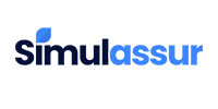 Logo Simulassur : Simulateur d'Assurance en Ligne Logo Simulassur avec une feuille bleue stylisée sur le i, écrit en bleu marine et bleu clair.